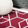 JONATHAN Y Tumbling Blocks Light Blue/White Indoor Area Rug 3×5, Modern,Contemporary,Geometric,Casual, Easy-Cleaning for Living Room,Bedroom,Kitchen,Pet Friendly,Non-Shedding (SEU101C-3)(Red/White)