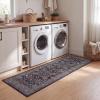 JONATHAN Y Ultra-Soft Machine-Washable Rug with Non-Skid Backing, Dark Gray/Multi 5’x8′ Eleanor Vintage Medallion Border, Non-Shedding, Velvet Luxury Feel for Living Room, Dining Room, Bedroom(Dark Gray/Multi)