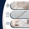 JONATHAN Y Ultra-Soft Machine-Washable Rug with Non-Skid Backing, Dark Gray/Multi 5’x8′ Eleanor Vintage Medallion Border, Non-Shedding, Velvet Luxury Feel for Living Room, Dining Room, Bedroom(Cream/Beige)