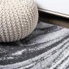 JONATHAN Y Viscon Abstract Marble Light Gray/Black Indoor Area Rug 3×5, Modern,Contemporary,Geometric,Casual, Easy-Cleaning for Living Room,Bedroom,Kitchen,Pet Friendly,Non-Shedding (SEU207A-3)(2′ x 8′ (Runner))