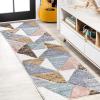 JONATHAN Y Colorblock Carved High-Low Multi Indoor Area Rug 3X5 ft, Aileen Geometric Scandi for Living Room, Bedroom, Kitchen, Easy-Cleaning, High Traffic, Pet-Friendly, Non-Shedding SNT107A-3(2’2″ x 8′ (Runner))