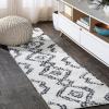 JONATHAN Y Deia Moroccan Style Diamond Shag White/Gray Indoor Area Rug, 3×5, Bohemian, Contemporary, Easy-Cleaning for Living Room, Bedroom, Kitchen, Pet Friendly, Non-Shedding (MOH401A-3)(2′ x 10′ (Runner))
