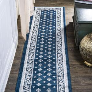 JONATHAN Y Acanthus French Border Blue/Navy Indoor Area Rug, 3×5, Vintage, Bohemian, Easy-Cleaning for Living Room, Bedroom, Kitchen, Pet Friendly, Non-Shedding (MDP504E-3)(Navy/Blue)