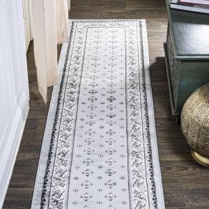 JONATHAN Y Acanthus French Border Blue/Navy Indoor Area Rug, 3×5, Vintage, Bohemian, Easy-Cleaning for Living Room, Bedroom, Kitchen, Pet Friendly, Non-Shedding (MDP504E-3)(Light Gray/Cream)