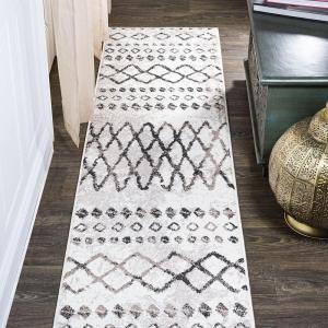 JONATHAN Y Aksil Moroccan Diamond Ivory/Brown Indoor Area Rug, 3×5, Bohemian, Vintage, Easy-Cleaning for Living Room, Bedroom, Kitchen, Pet Friendly, Non-Shedding (MOH502A-3)(2′ x 10′ (Runner))