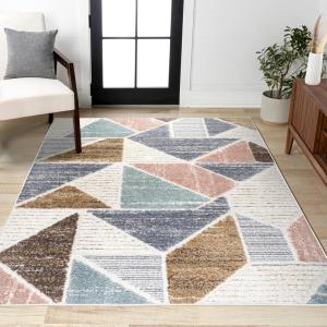 JONATHAN Y Colorblock Carved High-Low Multi Indoor Area Rug 3X5 ft, Aileen Geometric Scandi for Living Room, Bedroom, Kitchen, Easy-Cleaning, High Traffic, Pet-Friendly, Non-Shedding SNT107A-3(7’10” x 10′ (Rectangular))