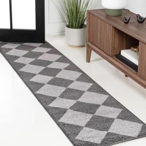 JONATHAN Y Draper Geometric Diamond Pattern White/Charcoal Indoor Area Rug, 3×5, Classic, Vintage, Easy-Cleaning for Living Room, Bedroom, Kitchen, Pet Friendly, Non-Shedding (ATH100A-3)(Darkgray/Lightgray)