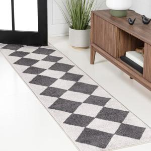 JONATHAN Y Draper Geometric Diamond Pattern White/Charcoal Indoor Area Rug, 3×5, Classic, Vintage, Easy-Cleaning for Living Room, Bedroom, Kitchen, Pet Friendly, Non-Shedding (ATH100A-3)(White/Darkgray)