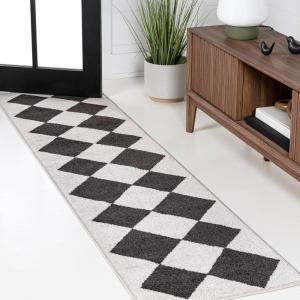 JONATHAN Y Draper Geometric Diamond Pattern White/Charcoal Indoor Area Rug, 3×5, Classic, Vintage, Easy-Cleaning for Living Room, Bedroom, Kitchen, Pet Friendly, Non-Shedding (ATH100A-3)(White/Charcoal)