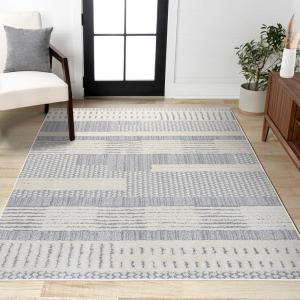 JONATHAN Y Geometric High-Low Cream/Gray Indoor Area Rug 3X5 ft, Kerstin for Living Room, Bedroom, Kitchen, Office, Easy-Cleaning, High Traffic, Pet-Friendly, Non-Shedding SNT100A-3(3′ x 5′ (Rectangular))