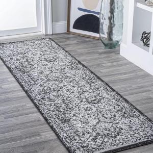 JONATHAN Y Modern Boho Vintage Trellis Blue/Multi Indoor Area Rug, 3×5, Bohemian, Traditional, Easy-Cleaning for Living Room, Bedroom, Kitchen, Pet Friendly, Non-Shedding (MDP205A-3)(Black/Ivory)