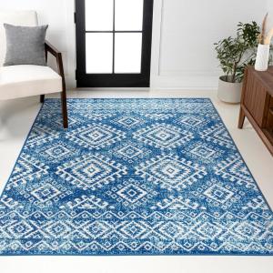 JONATHAN Y Moroccan Hype Boho Vintage Tribal Blue/White Indoor Area Rug, 3×5, Bohemian, Vintage, Easy-Cleaning for Living Room, Bedroom, Kitchen, Pet Friendly, Non-Shedding (MOH102A-3)(7’9″ x 10′ (Rectangular))