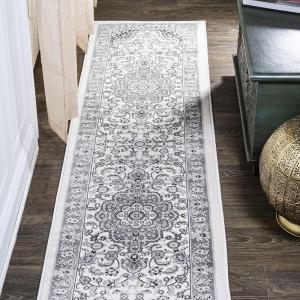 JONATHAN Y Palmette Modern Floral Gray/Cream Indoor Area Rug, 3×5, Vintage, Bohemian, Easy-Cleaning for Living Room, Bedroom, Kitchen, Pet Friendly, Non-Shedding (MDP503C-3)(Gray/Cream)