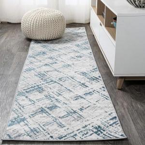 JONATHAN Y Slant Abstract Gray/Blue Indoor Area Rug 3X5 ft, Modern for Living Room, Bedroom, Kitchen, Office, Easy-Cleaning, High Traffic, Pet-Friendly, Non-Shedding SOR201B-3(Gray/Turquoise)