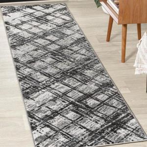 JONATHAN Y Slant Abstract Gray/Blue Indoor Area Rug 3X5 ft, Modern for Living Room, Bedroom, Kitchen, Office, Easy-Cleaning, High Traffic, Pet-Friendly, Non-Shedding SOR201B-3(Black/Gray)