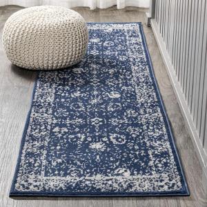 JONATHAN Y Soleiman Modern Navy Indoor Area Rug, 3×5, Vintage, Transitional, Easy-Cleaning for Living Room, Bedroom, Kitchen, Pet Friendly, Non-Shedding (MDP404A-3)(2’3″ x 10′ (Runner))