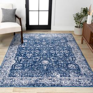 JONATHAN Y Soleiman Modern Navy Indoor Area Rug, 3×5, Vintage, Transitional, Easy-Cleaning for Living Room, Bedroom, Kitchen, Pet Friendly, Non-Shedding (MDP404A-3)(3′ x 5′ (Rectangular))