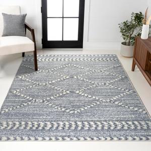 JONATHAN Y Trellis High-Low Gray/Cream Indoor Area Rug 3X5 ft, Sofie Moroccan for Living Room, Bedroom, Kitchen, Office, Easy-Cleaning, High Traffic, Pet-Friendly, Non-Shedding SNT102A-3(3’11” x 6′ (Rectangular))