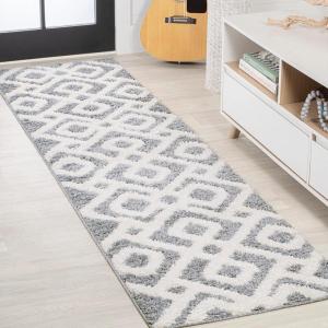 JONATHAN Y Trellis High-Low Multi/Cream Indoor Area Rug 3X5 ft, Astrid Retro for Living Room, Bedroom, Kitchen, Office, Easy-Cleaning, High Traffic, Pet-Friendly, Non-Shedding SNT103A-3(Cream/Gray)