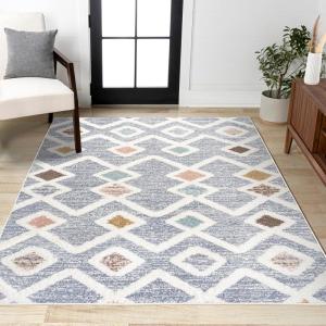JONATHAN Y Trellis High-Low Multi/Gray Indoor Area Rug 3X5 ft, Monique for Living Room, Bedroom, Kitchen, Office, Easy-Cleaning, High Traffic, Pet-Friendly, Non-Shedding SNT104A-3(7’10” x 10′ (Rectangular))