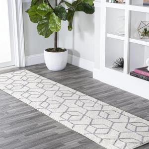 JONATHAN Y Tumbling Blocks Light Blue/White Indoor Area Rug 3×5, Modern,Contemporary,Geometric,Casual, Easy-Cleaning for Living Room,Bedroom,Kitchen,Pet Friendly,Non-Shedding (SEU101C-3)(White/Gray)