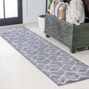 JONATHAN Y Tumbling Blocks Light Blue/White Indoor Area Rug 3×5, Modern,Contemporary,Geometric,Casual, Easy-Cleaning for Living Room,Bedroom,Kitchen,Pet Friendly,Non-Shedding (SEU101C-3)(Gray/White)