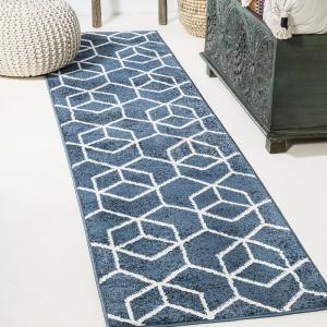 JONATHAN Y Tumbling Blocks Light Blue/White Indoor Area Rug 3×5, Modern,Contemporary,Geometric,Casual, Easy-Cleaning for Living Room,Bedroom,Kitchen,Pet Friendly,Non-Shedding (SEU101C-3)(Navy/White)