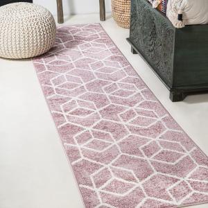 JONATHAN Y Tumbling Blocks Light Blue/White Indoor Area Rug 3×5, Modern,Contemporary,Geometric,Casual, Easy-Cleaning for Living Room,Bedroom,Kitchen,Pet Friendly,Non-Shedding (SEU101C-3)(Rose/White)
