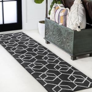 JONATHAN Y Tumbling Blocks Light Blue/White Indoor Area Rug 3×5, Modern,Contemporary,Geometric,Casual, Easy-Cleaning for Living Room,Bedroom,Kitchen,Pet Friendly,Non-Shedding (SEU101C-3)(Black/White)