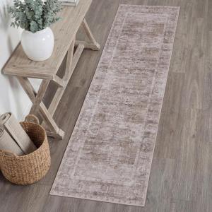 JONATHAN Y Ultra-Soft Machine-Washable Rug with Non-Skid Backing, Dark Gray/Multi 5’x8′ Arabella Vintage Floral Border, Non-Shedding, Velvet Luxury Feel for Living Room, Dining Room, Bedroom VOR107G-5(Beige/Cream)