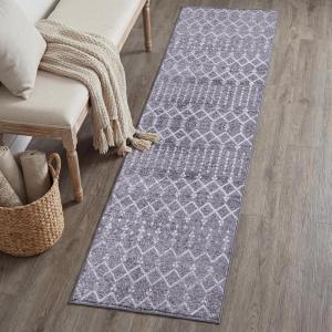 JONATHAN Y Ultra-Soft Machine-Washable Rug with Non-Skid Backing, Gray/Ivory 5’x8′ Leila Moroccan Diamond Trellis, Non-Shedding, Velvet Luxury Feel for Living Room, Dining Room, Bedroom (CMR101C-5)(Gray/Ivory)