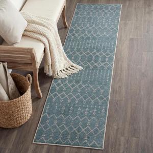 JONATHAN Y Ultra-Soft Machine-Washable Rug with Non-Skid Backing, Gray/Ivory 5’x8′ Leila Moroccan Diamond Trellis, Non-Shedding, Velvet Luxury Feel for Living Room, Dining Room, Bedroom (CMR101C-5)(Teal/Ivory)