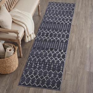 JONATHAN Y Ultra-Soft Machine-Washable Rug with Non-Skid Backing, Gray/Ivory 5’x8′ Leila Moroccan Diamond Trellis, Non-Shedding, Velvet Luxury Feel for Living Room, Dining Room, Bedroom (CMR101C-5)(Dark Gray/Ivory)