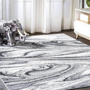JONATHAN Y Viscon Abstract Marble Light Gray/Black Indoor Area Rug 3×5, Modern,Contemporary,Geometric,Casual, Easy-Cleaning for Living Room,Bedroom,Kitchen,Pet Friendly,Non-Shedding (SEU207A-3)(7’8″ x 10′ (Rectangular))