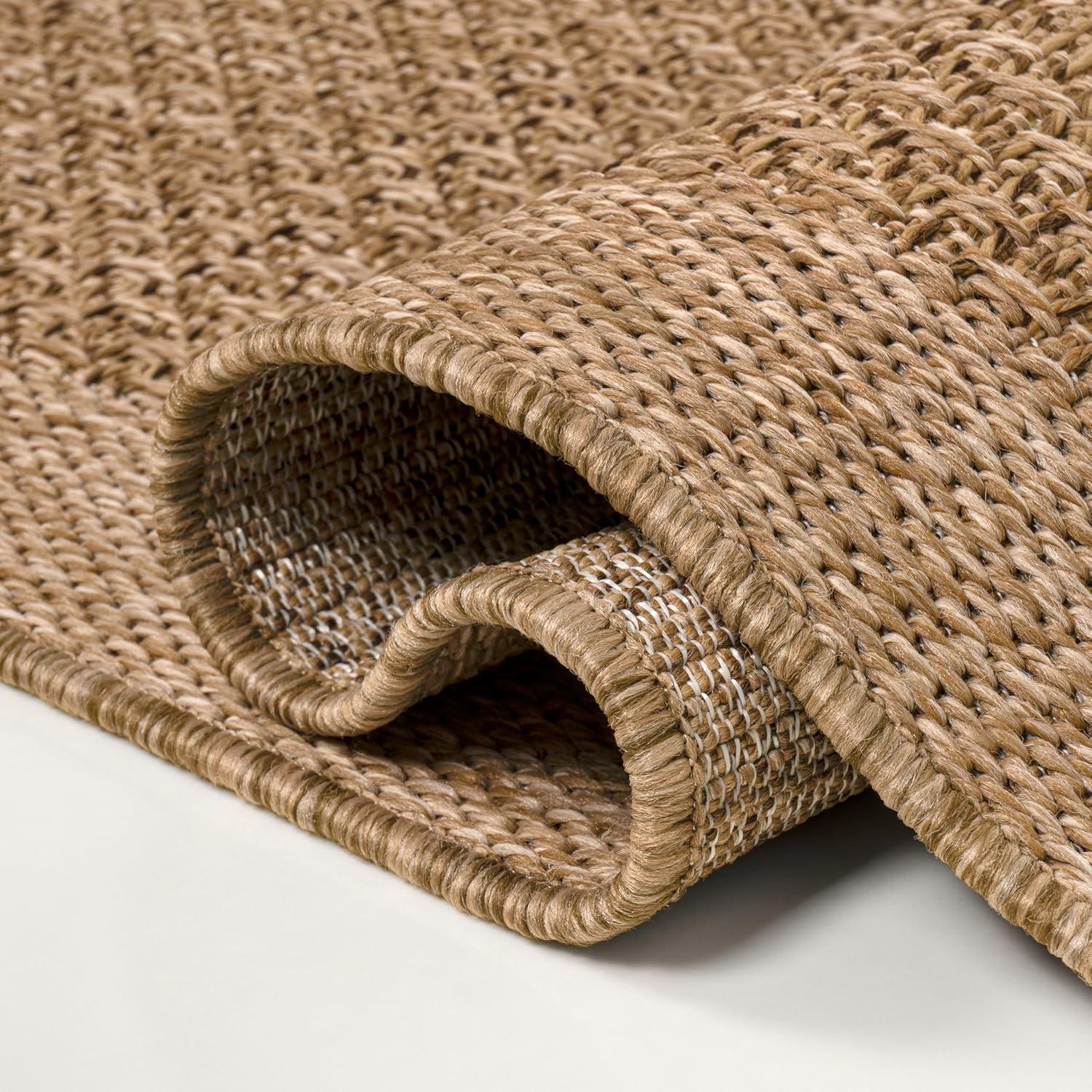 image:imageJONATHAN Y Easy Jute Rustic Indoor Outdoor Area Rug Beige 5X8 Luma Border Solid Color for Backyard Patio EasyCleaning High Traffic PetFriendly Hose Washable NonShedding FXV101A5Natural