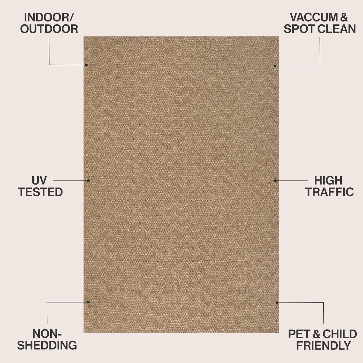 image:imageJONATHAN Y Easy Jute Rustic Indoor Outdoor Area Rug Brown 5X8 Rowena Herringbone for Backyard Patio EasyCleaning High Traffic PetFriendly Hose Washable NonShedding FXV203B5Beige