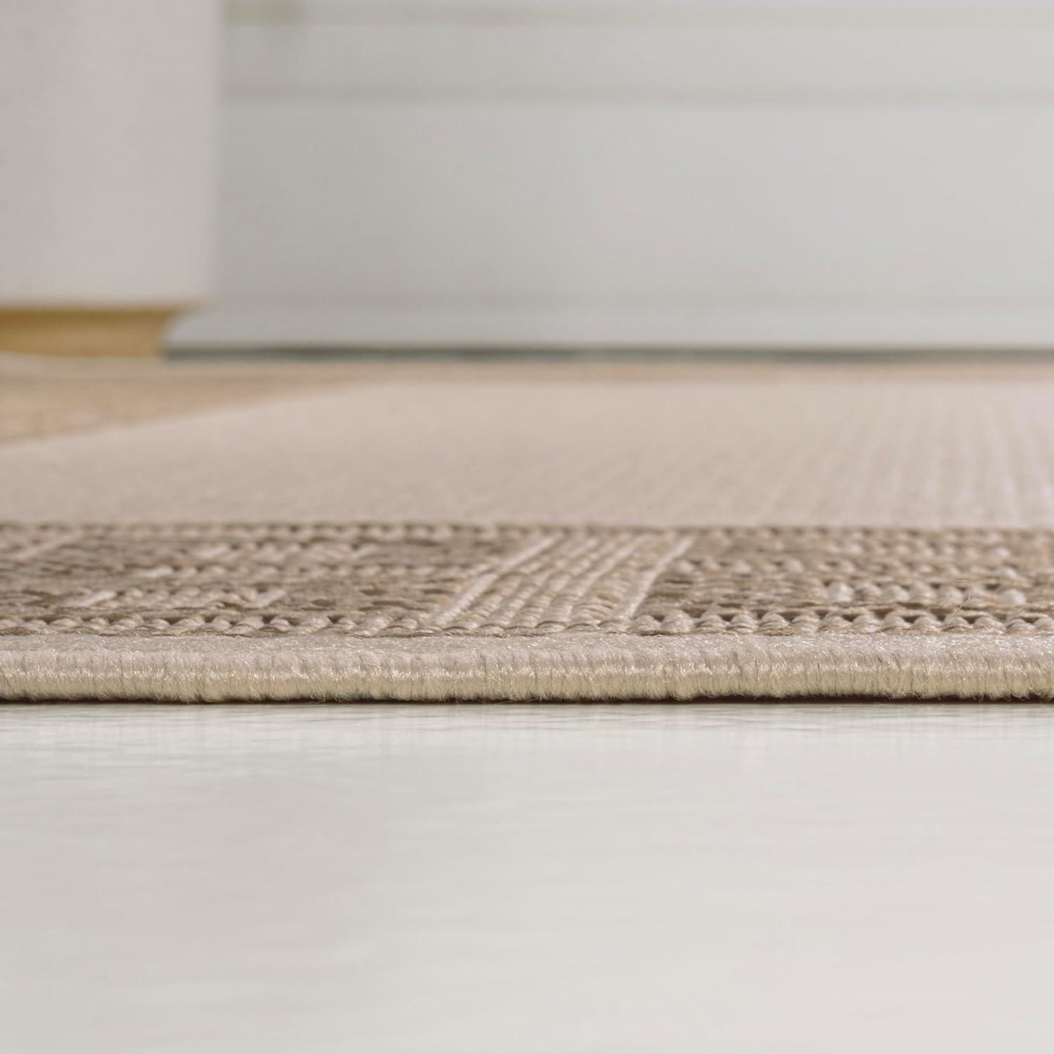 image:imageJONATHAN Y Geometric Border Indoor Outdoor Area Rug 3X5 CreamBeige Athena Classic for Backyard Patio Porch EasyCleaning High Traffic PetFriendly NonShedding TSN212A353 x 77 Rectangular
