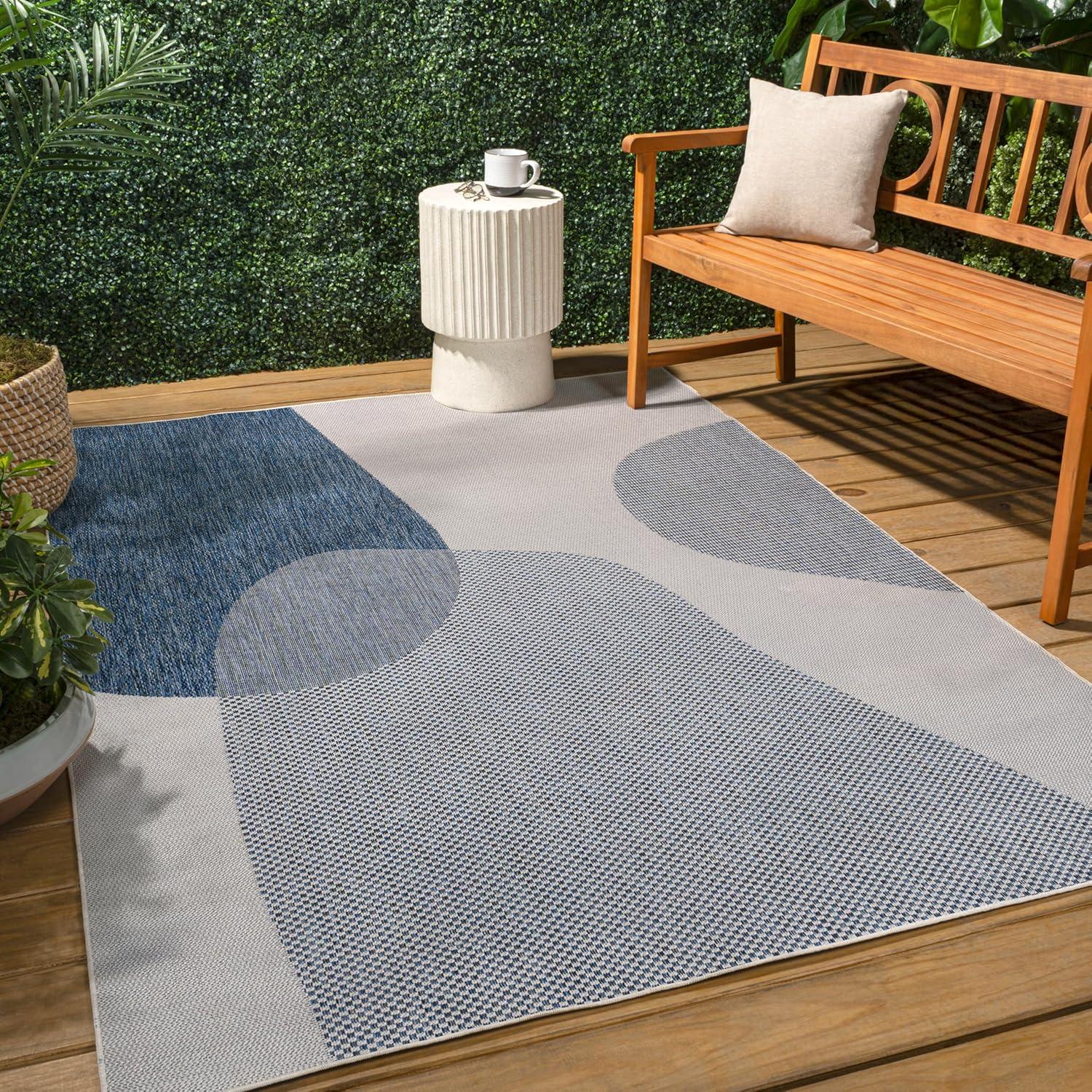 image:imageJONATHAN Y Geometric Organic Shapes Indoor Outdoor Area Rug 3X5 CreamNavy Zia Modern for Backyard Patio Porch EasyCleaning High Traffic PetFriendly NonShedding TSN306B3CreamNavy
