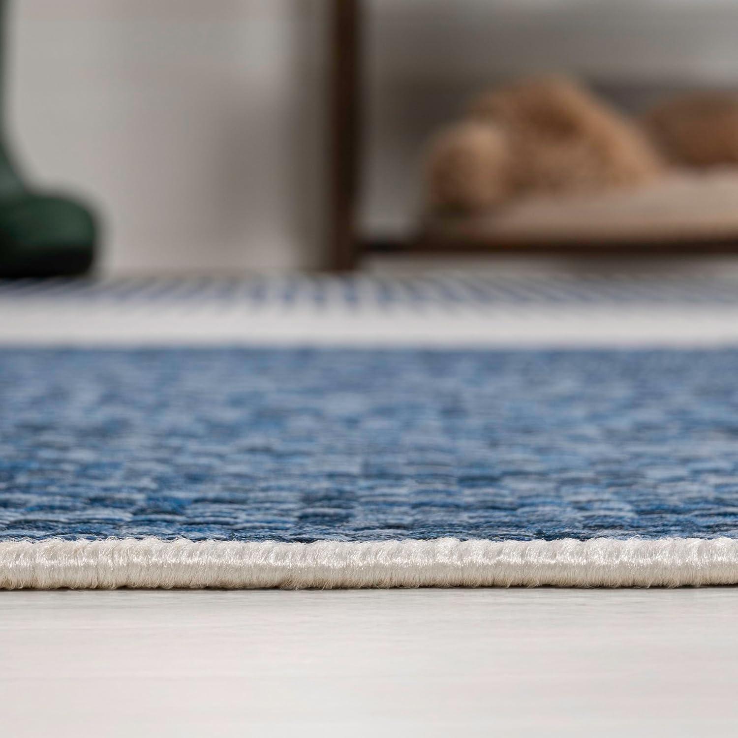 image:imageJONATHAN Y Geometric Organic Shapes Indoor Outdoor Area Rug 3X5 CreamNavy Zia Modern for Backyard Patio Porch EasyCleaning High Traffic PetFriendly NonShedding TSN306B3CreamNavy