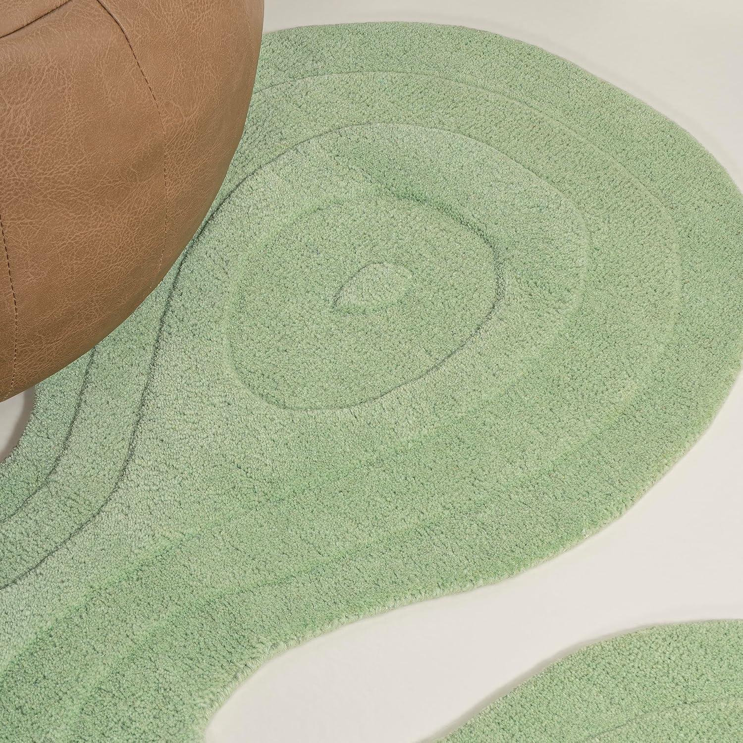 image:imageJONATHAN Y Handwoven Wool Periwinkle Blue Shaped Indoor Area Rug 5x8 Amoeba Contemporary Abstract EasyCleaning for Living Room Bedroom Kitchen Pet Friendly NonShedding GST100C5Mint Green