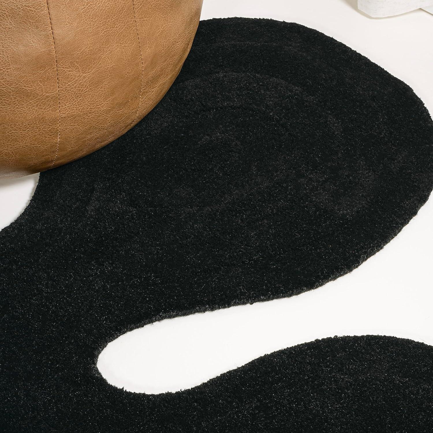 image:imageJONATHAN Y Handwoven Wool Periwinkle Blue Shaped Indoor Area Rug 5x8 Amoeba Contemporary Abstract EasyCleaning for Living Room Bedroom Kitchen Pet Friendly NonShedding GST100C5Black
