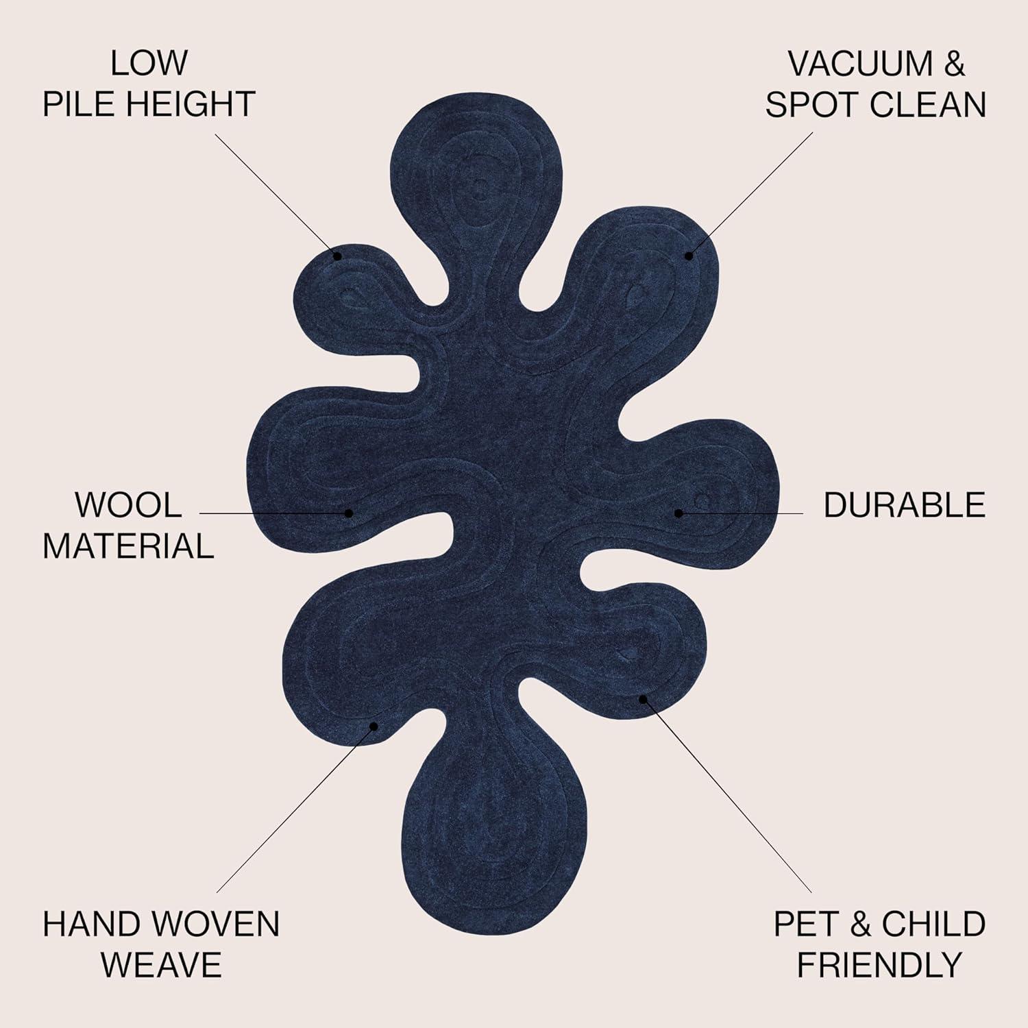 image:imageJONATHAN Y Handwoven Wool Periwinkle Blue Shaped Indoor Area Rug 5x8 Amoeba Contemporary Abstract EasyCleaning for Living Room Bedroom Kitchen Pet Friendly NonShedding GST100C5Navy