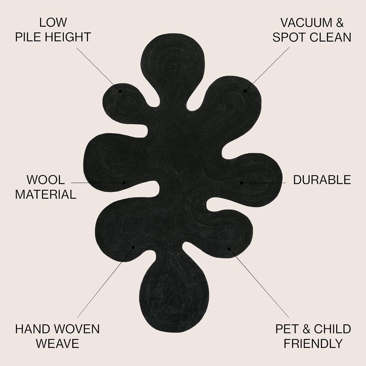 image:imageJONATHAN Y Handwoven Wool Periwinkle Blue Shaped Indoor Area Rug 5x8 Amoeba Contemporary Abstract EasyCleaning for Living Room Bedroom Kitchen Pet Friendly NonShedding GST100C5Black