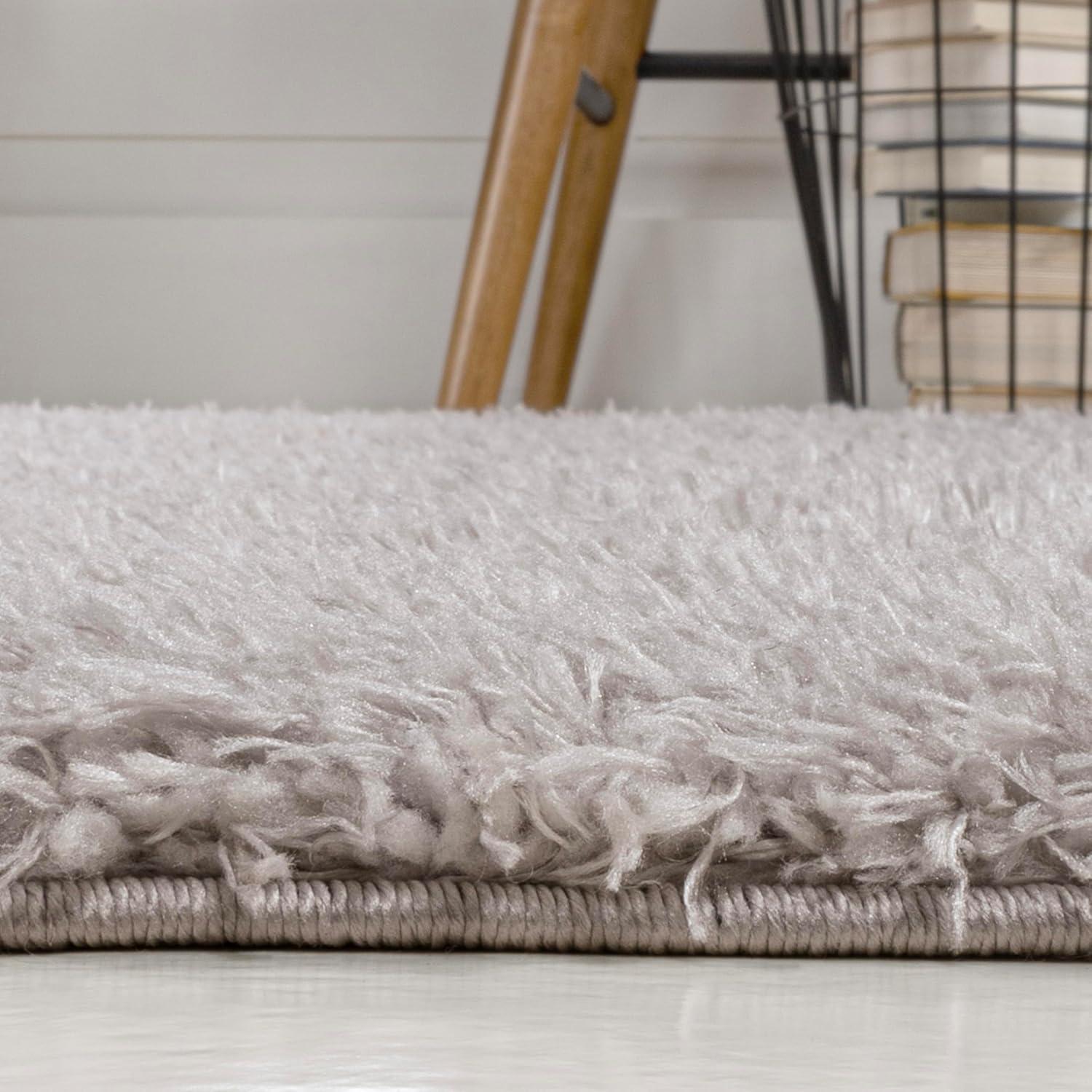 image:imageJONATHAN Y Machine Washable Light Blue Indoor Area Rug 3X5 ft Clayton Coastal Solid Glam Shag for Living Room Bedroom Kitchen Office EasyCleaning PetFriendly NonShedding WSH400E3Light Gray