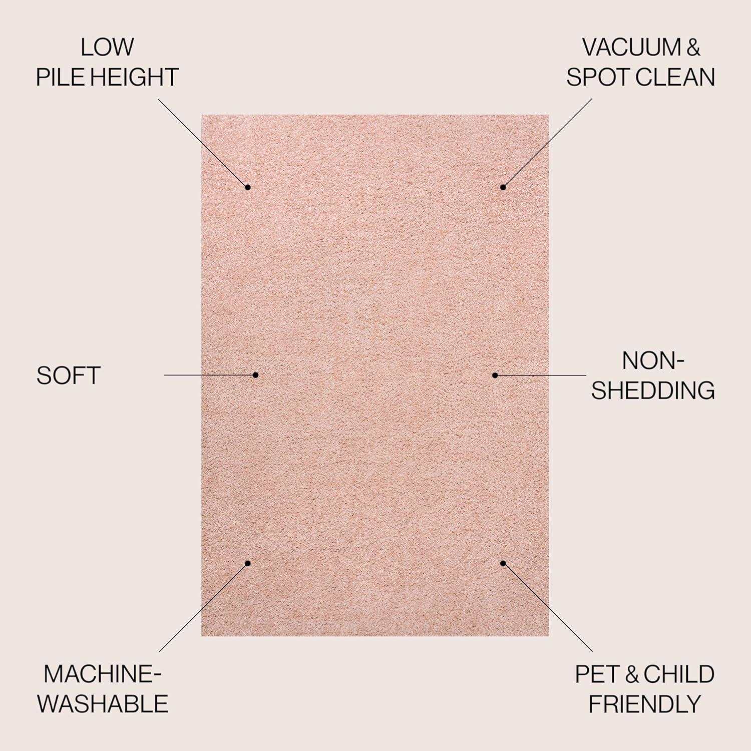 image:imageJONATHAN Y Machine Washable Light Blue Indoor Area Rug 3X5 ft Clayton Coastal Solid Glam Shag for Living Room Bedroom Kitchen Office EasyCleaning PetFriendly NonShedding WSH400E3Pink