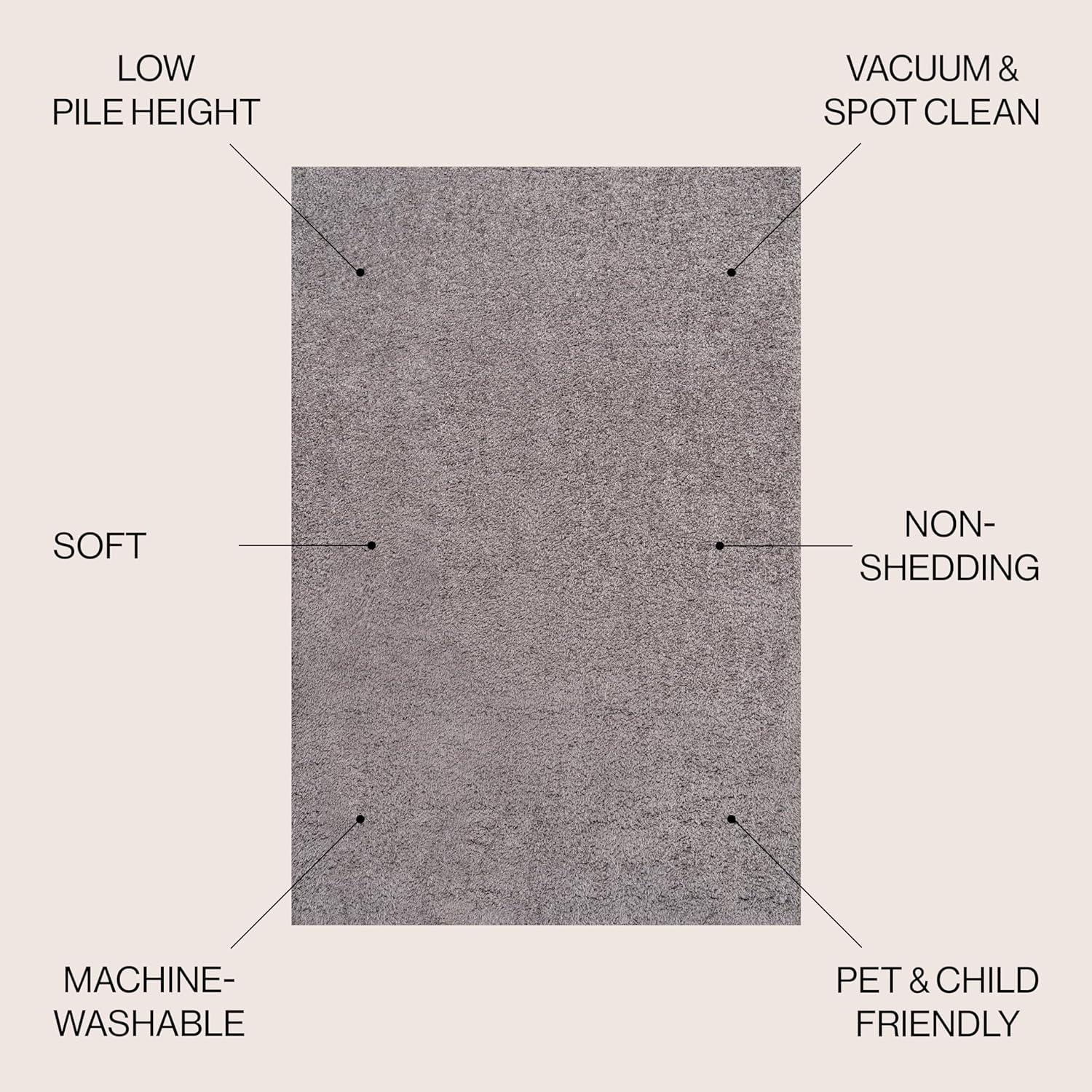 image:imageJONATHAN Y Machine Washable Light Blue Indoor Area Rug 3X5 ft Clayton Coastal Solid Glam Shag for Living Room Bedroom Kitchen Office EasyCleaning PetFriendly NonShedding WSH400E3Grey