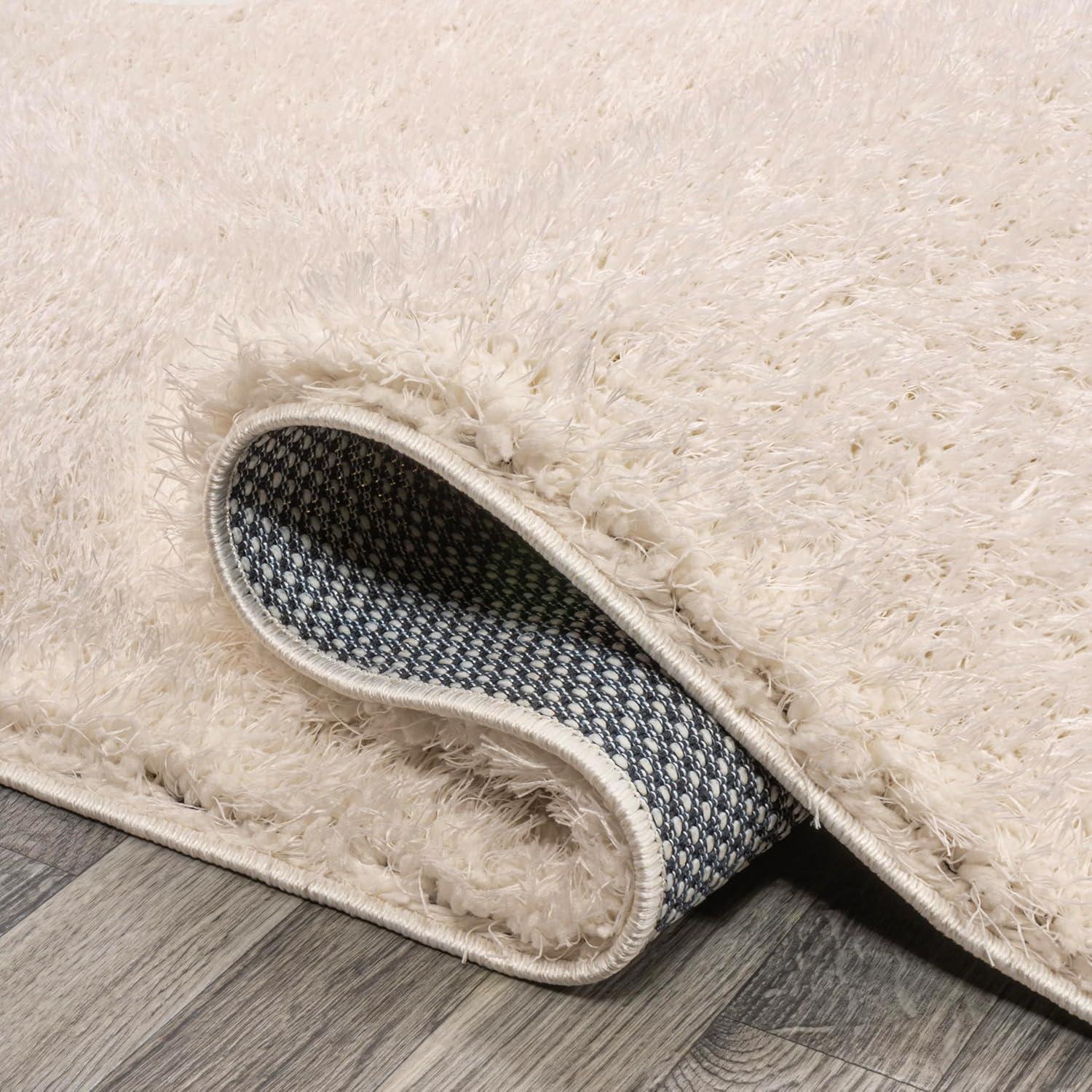 image:imageJONATHAN Y Machine Washable Light Blue Indoor Area Rug 3X5 ft Clayton Coastal Solid Glam Shag for Living Room Bedroom Kitchen Office EasyCleaning PetFriendly NonShedding WSH400E3White