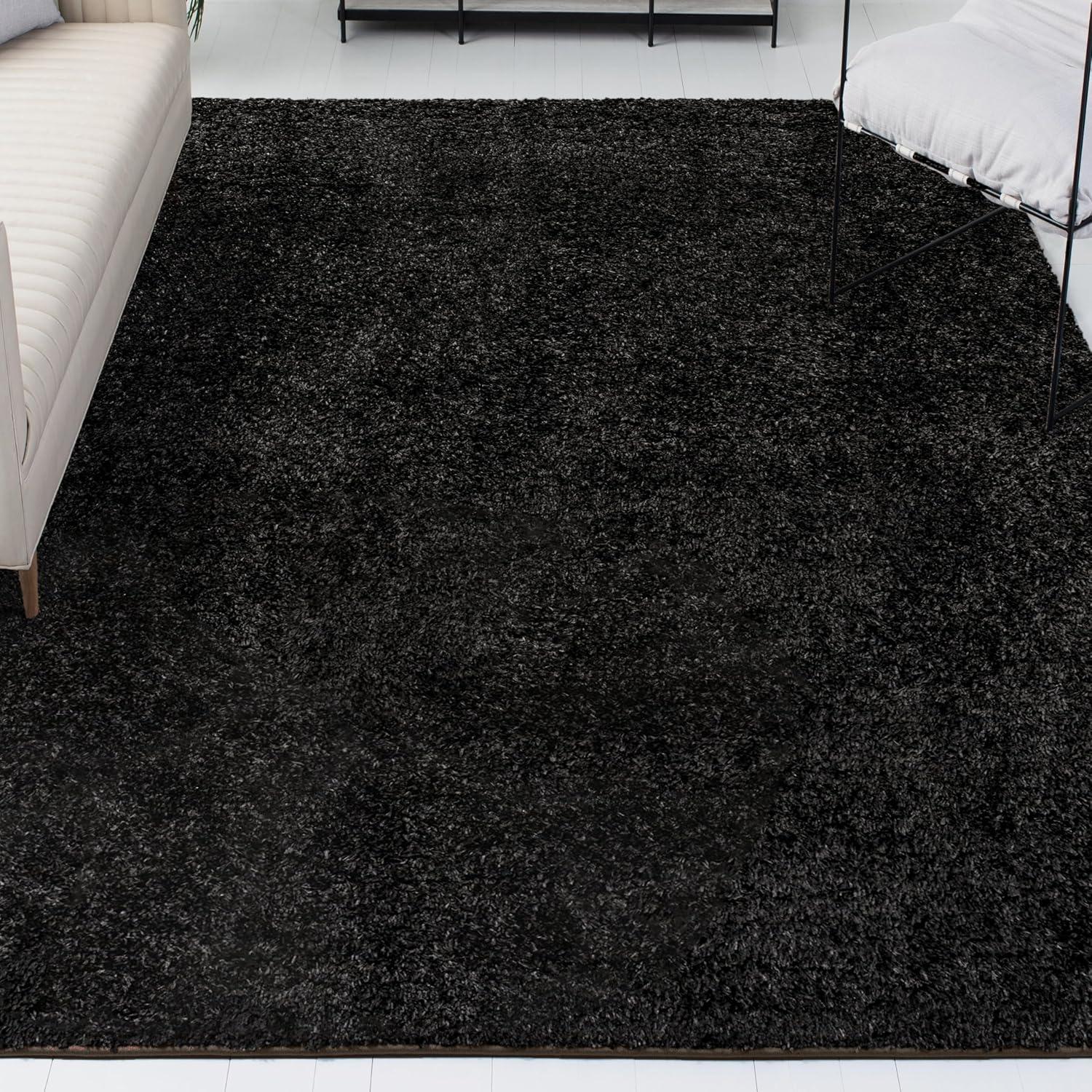 image:imageJONATHAN Y Machine Washable Light Blue Indoor Area Rug 3X5 ft Clayton Coastal Solid Glam Shag for Living Room Bedroom Kitchen Office EasyCleaning PetFriendly NonShedding WSH400E3Black