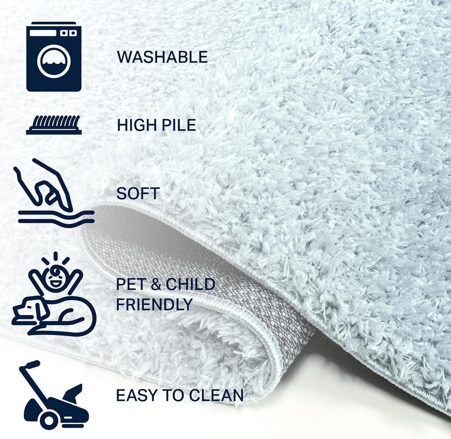 image:imageJONATHAN Y Machine Washable Light Blue Indoor Area Rug 3X5 ft Clayton Coastal Solid Glam Shag for Living Room Bedroom Kitchen Office EasyCleaning PetFriendly NonShedding WSH400E3Light Blue