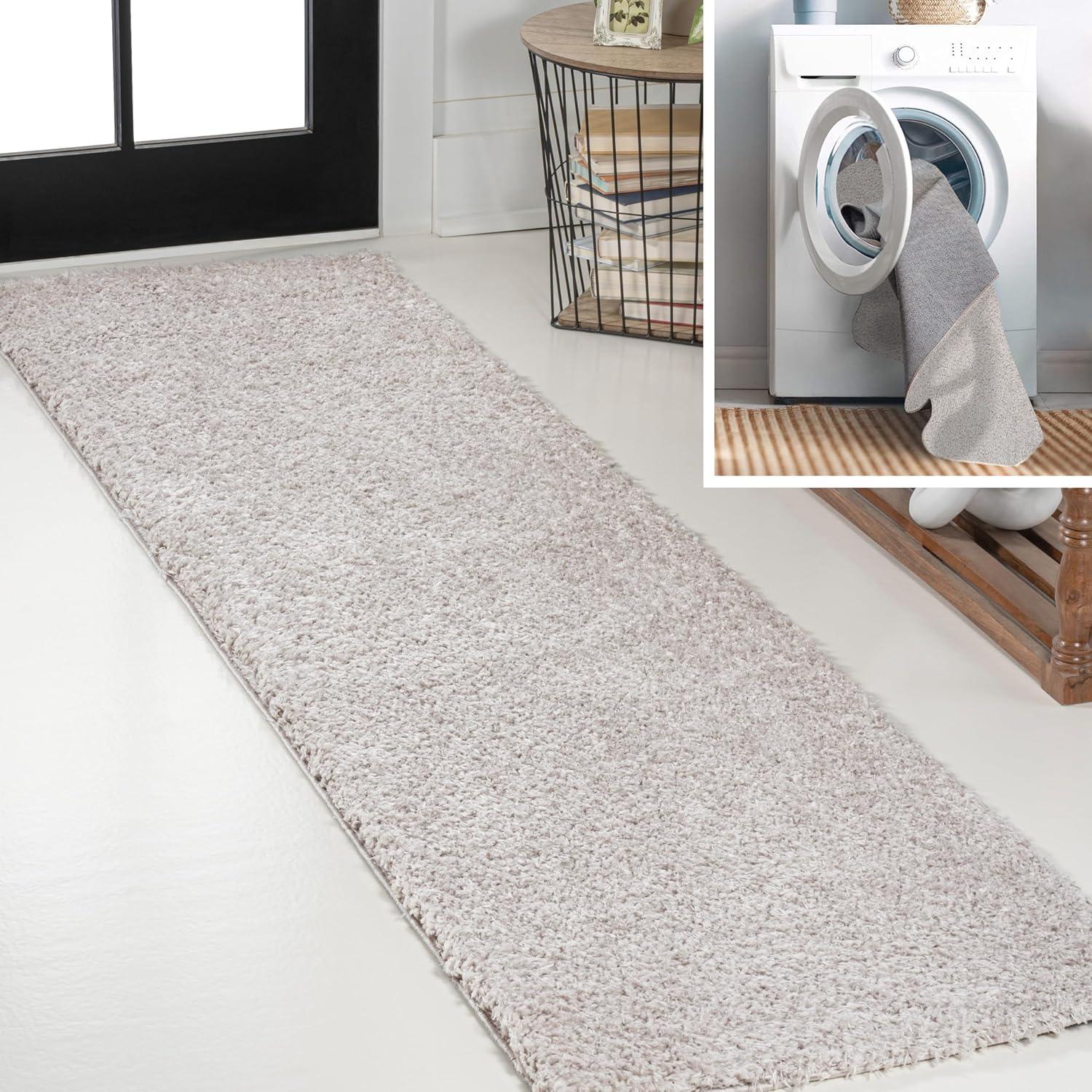image:imageJONATHAN Y Machine Washable Light Blue Indoor Area Rug 3X5 ft Clayton Coastal Solid Glam Shag for Living Room Bedroom Kitchen Office EasyCleaning PetFriendly NonShedding WSH400E3Light Gray